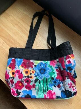 thirty-one Multicolor Floral Shoulder Tote with Black Trim